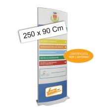 TOTEM PUBBLICITARIO BIFACCIALE DA TERRA DA INTERNO CERTIFICATO H 250 L 90 CM